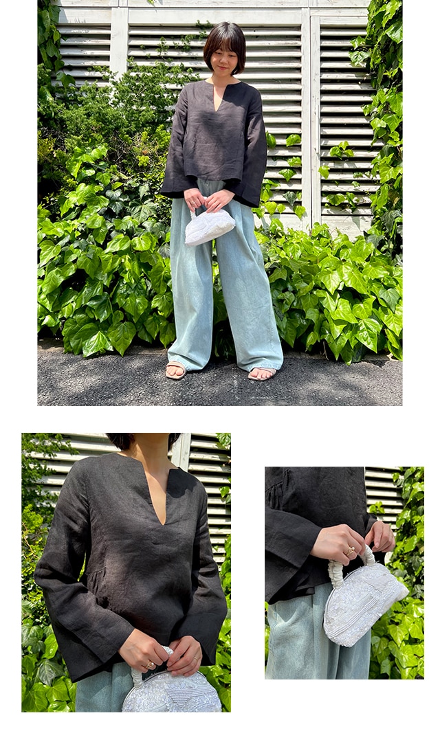 MYSTYCA BLOUSE（black） スタッフ165cm / 着用サイズS
