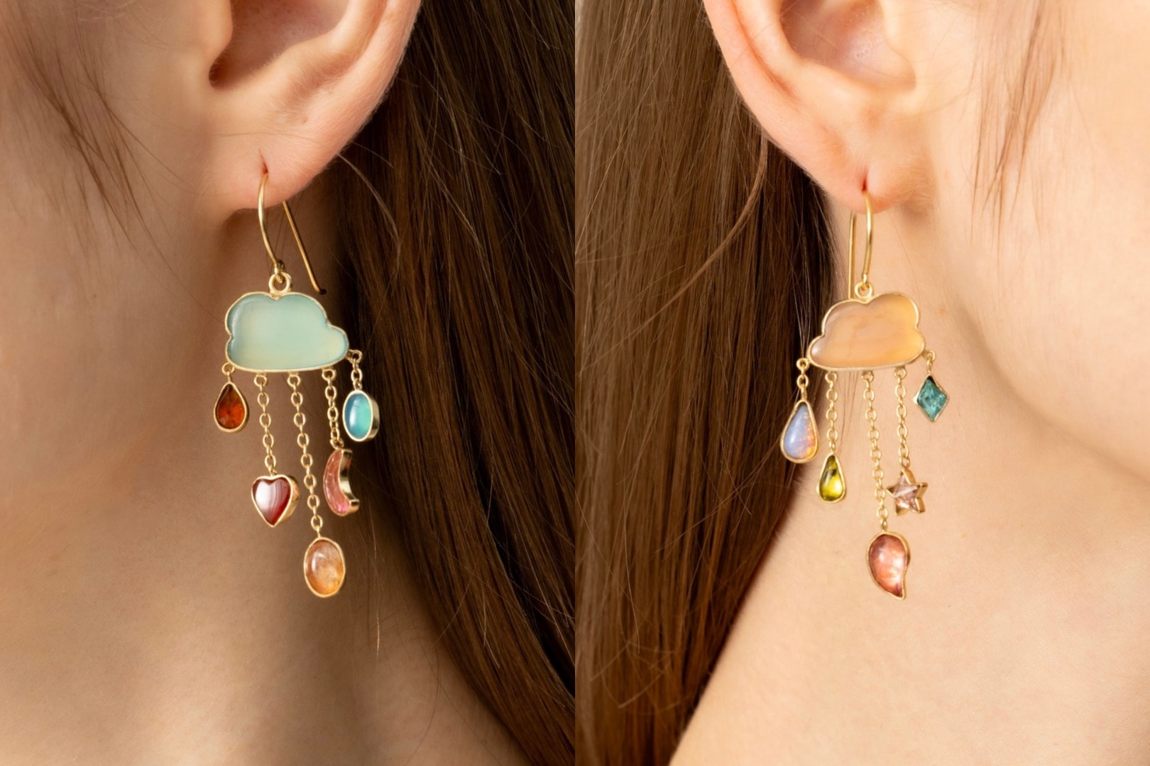 別注Cloud and Rain Chain Drop pierced earrings