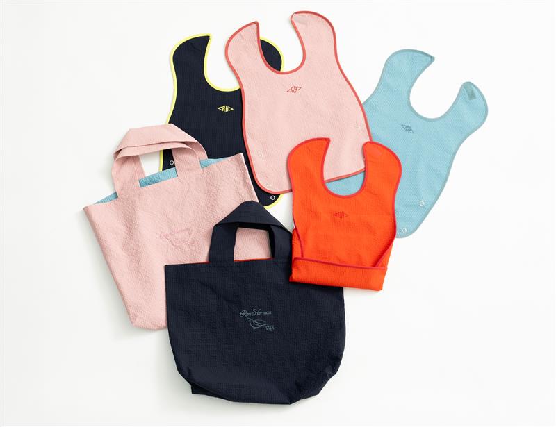 Ron Herman KIDS Reversible Lesson Bag (Navy / Pink) ￥8,250 Bib (Pink / Red / Blue / Navy) ￥6,050