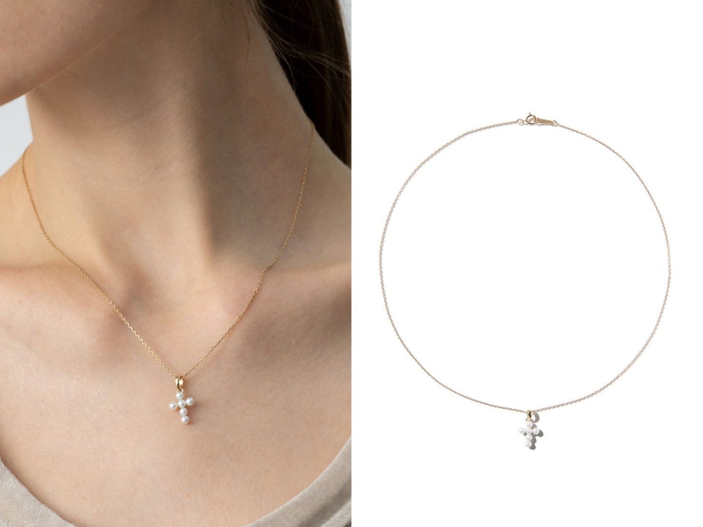 Freshwaterpearl Cross Chain Necklace