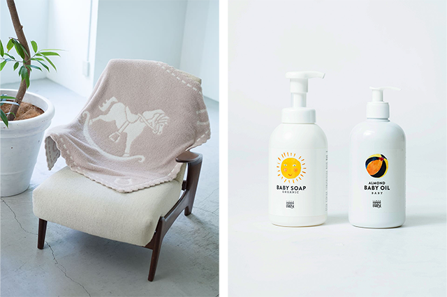 木馬ブランケットセット＆ベビーソープ＆ベビーオイル