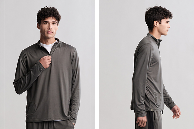 メンズ ハーフ ジップアップ プルオーバー バターシック