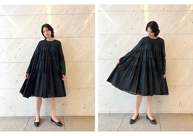 20250930_スタッフコーデ / ティアードを楽しむ秋_SOLIMAN MIDI（black）_2