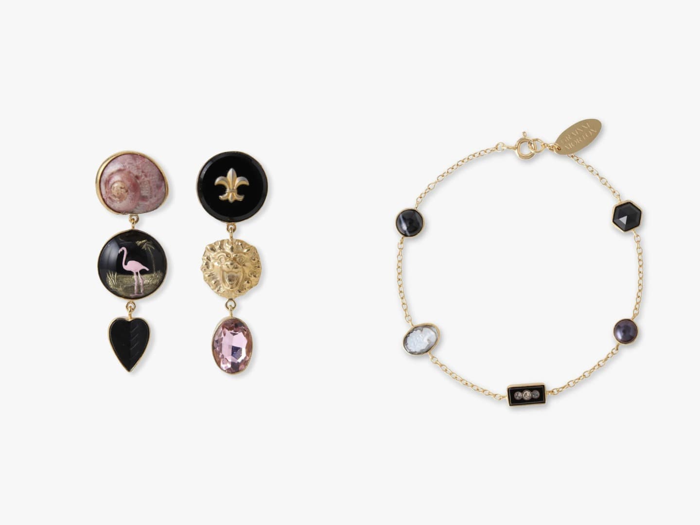 Black Jewelry Collection at Ron Herman_Flamingo and Lion Pierced Earrings_Five-Charm Bracelet_8