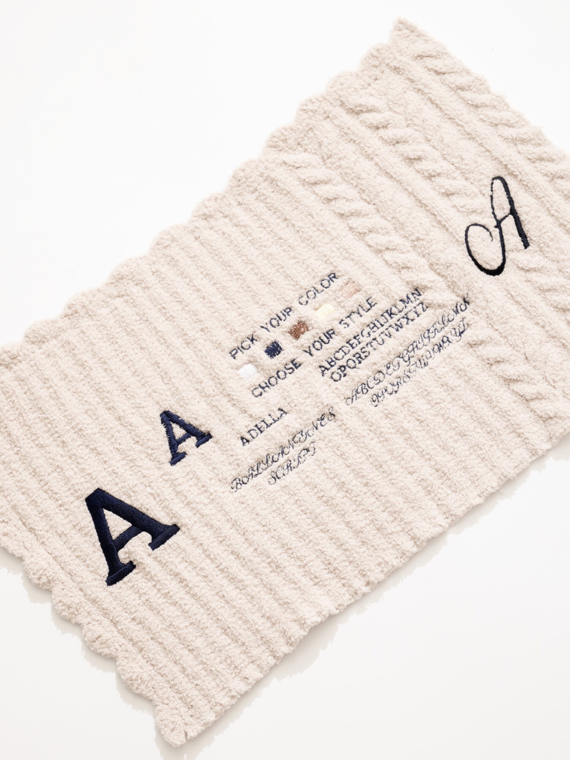 刺繍サンプル(字体・サイズ・カラー）