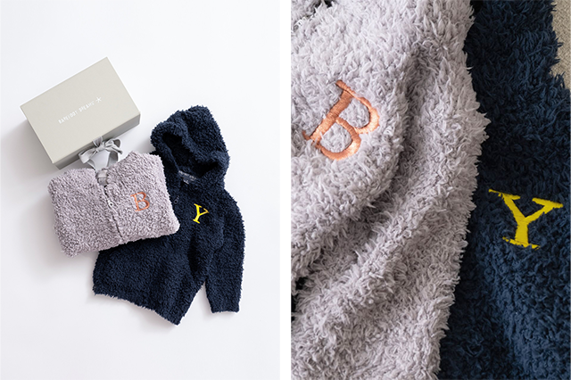 ＜予約＞【イニシャル刺繍】スカラップ レシービング ブランケット コージーシック