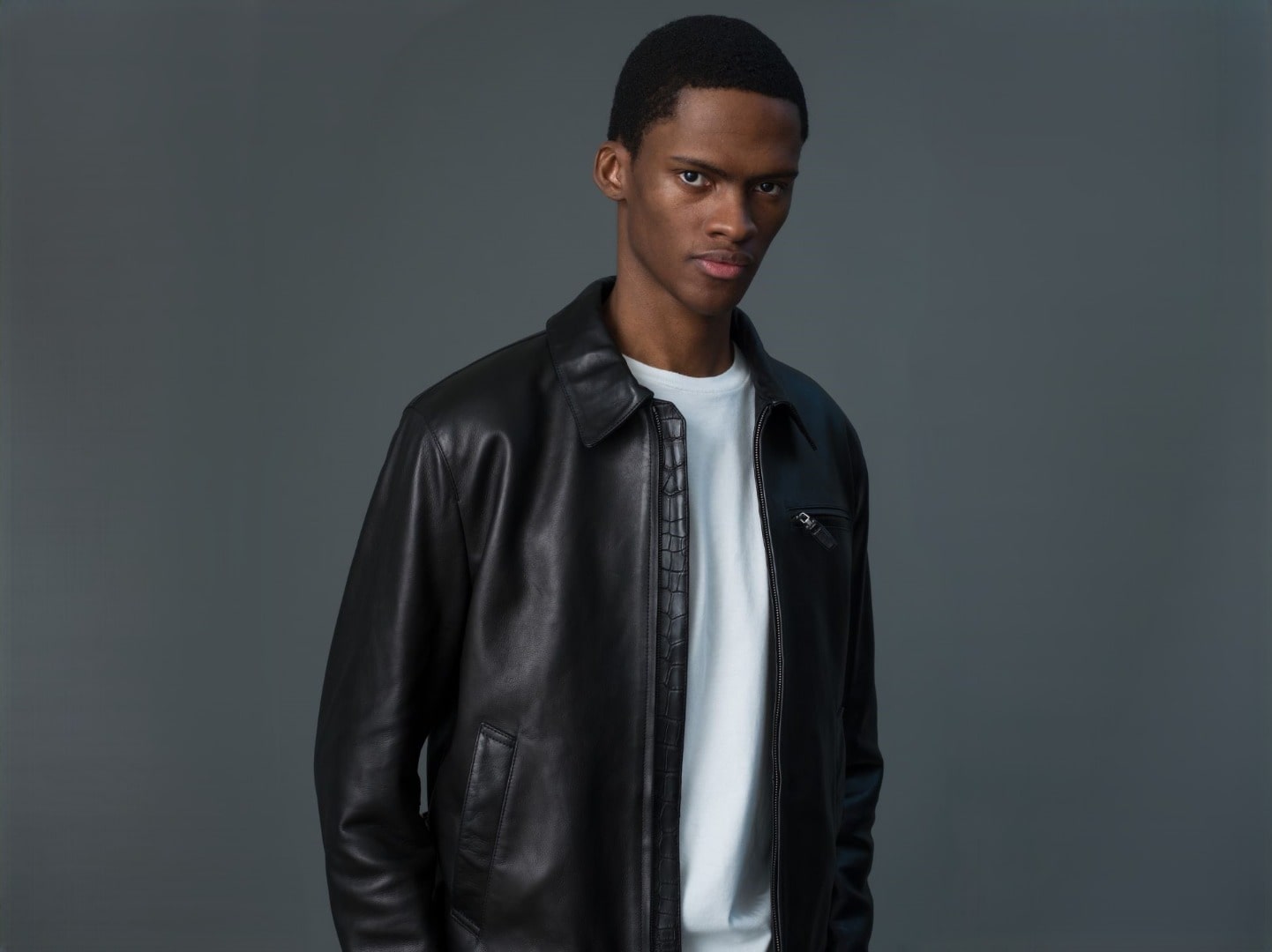 Shirt Collar Leather Blouson_3