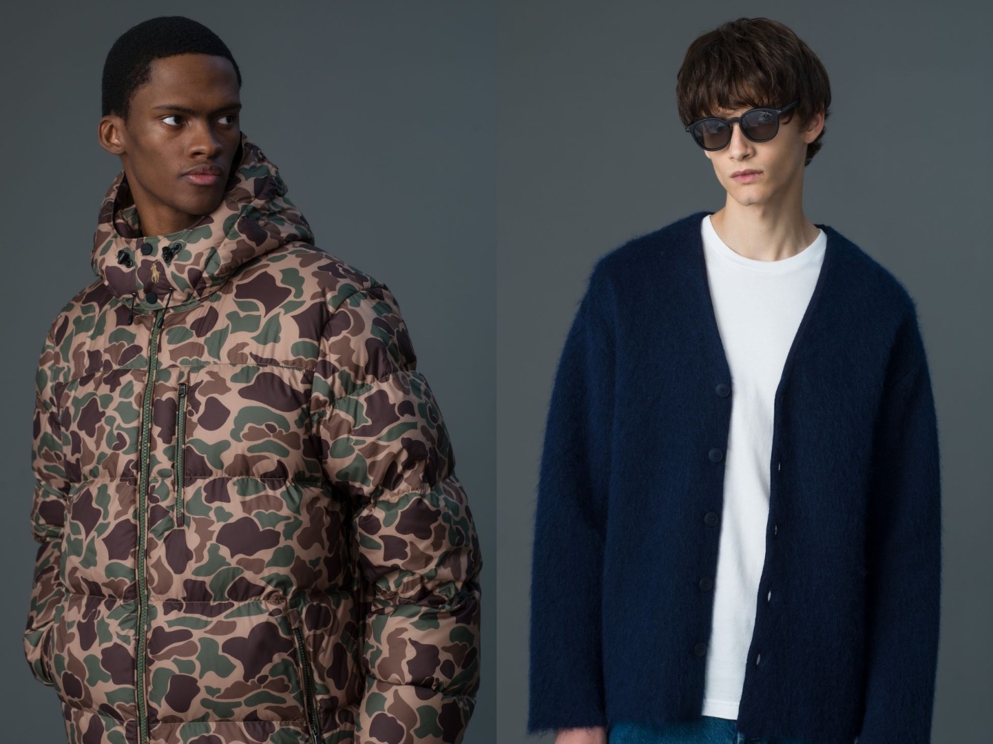 迷彩柄のダウンジャケットと新作ニット