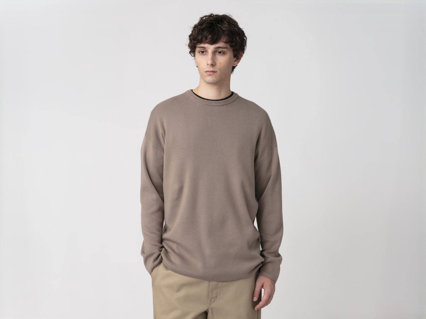 Suvin Knit Pull Over_khaki