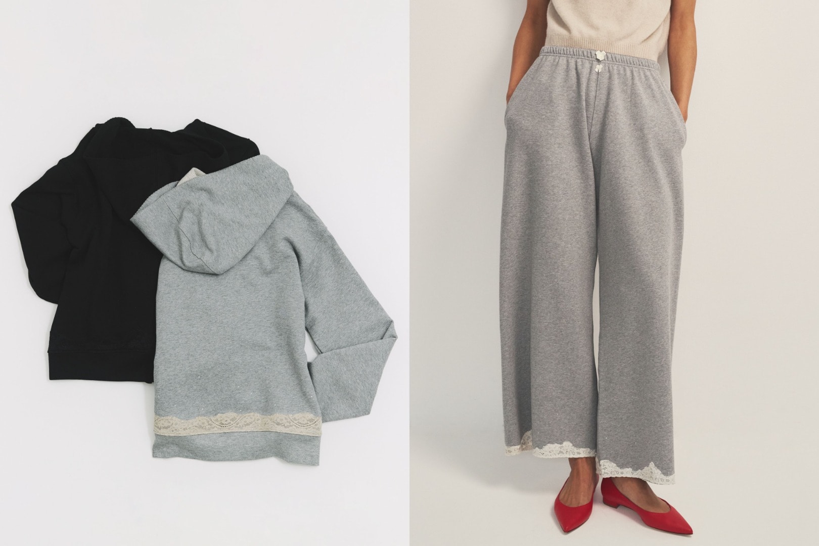 LACE ZIP-UP HOODIE_LACE SWEAT PANTS_GABI GAMEL Exclusive for Ron Herman New Release_3