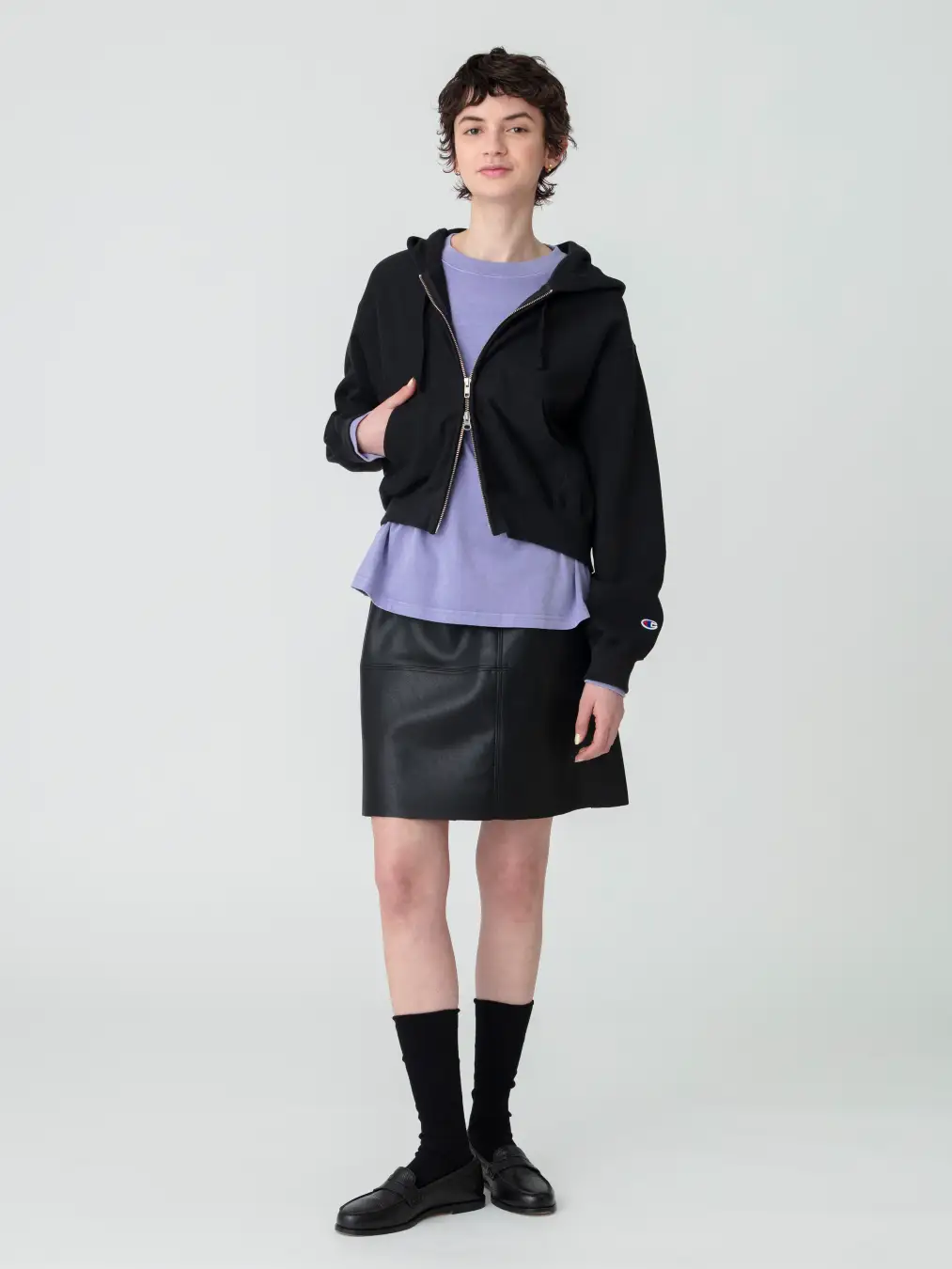 TUESDAY_ダブルジップフーディー / BLACK_【Champion for RHC】Championとのコラボ企画よりダブルジップフーディが登場。RHC womenおすすめの1WEEK STYLINGをお届け！_4