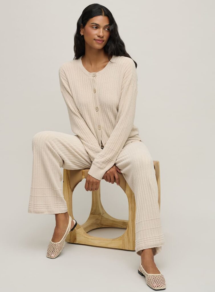 テクスチャード リブ カーディガン