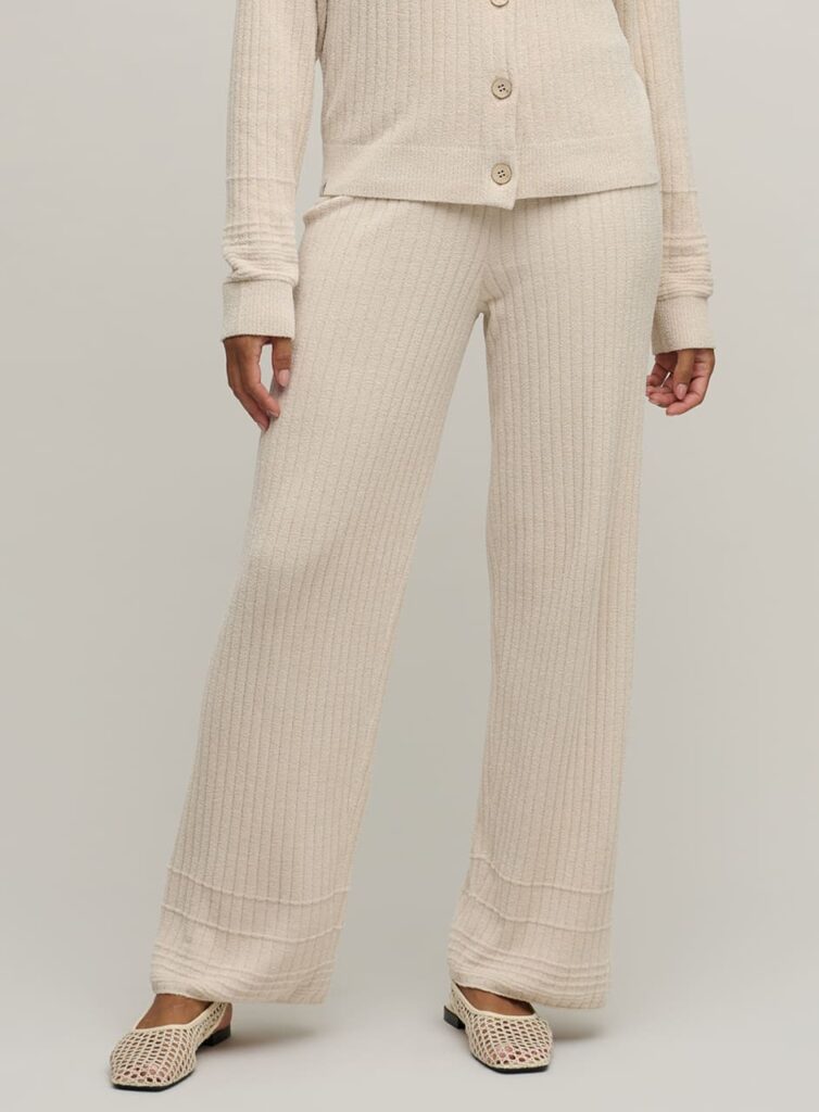 テクスチャード リブ ヘム パンツ