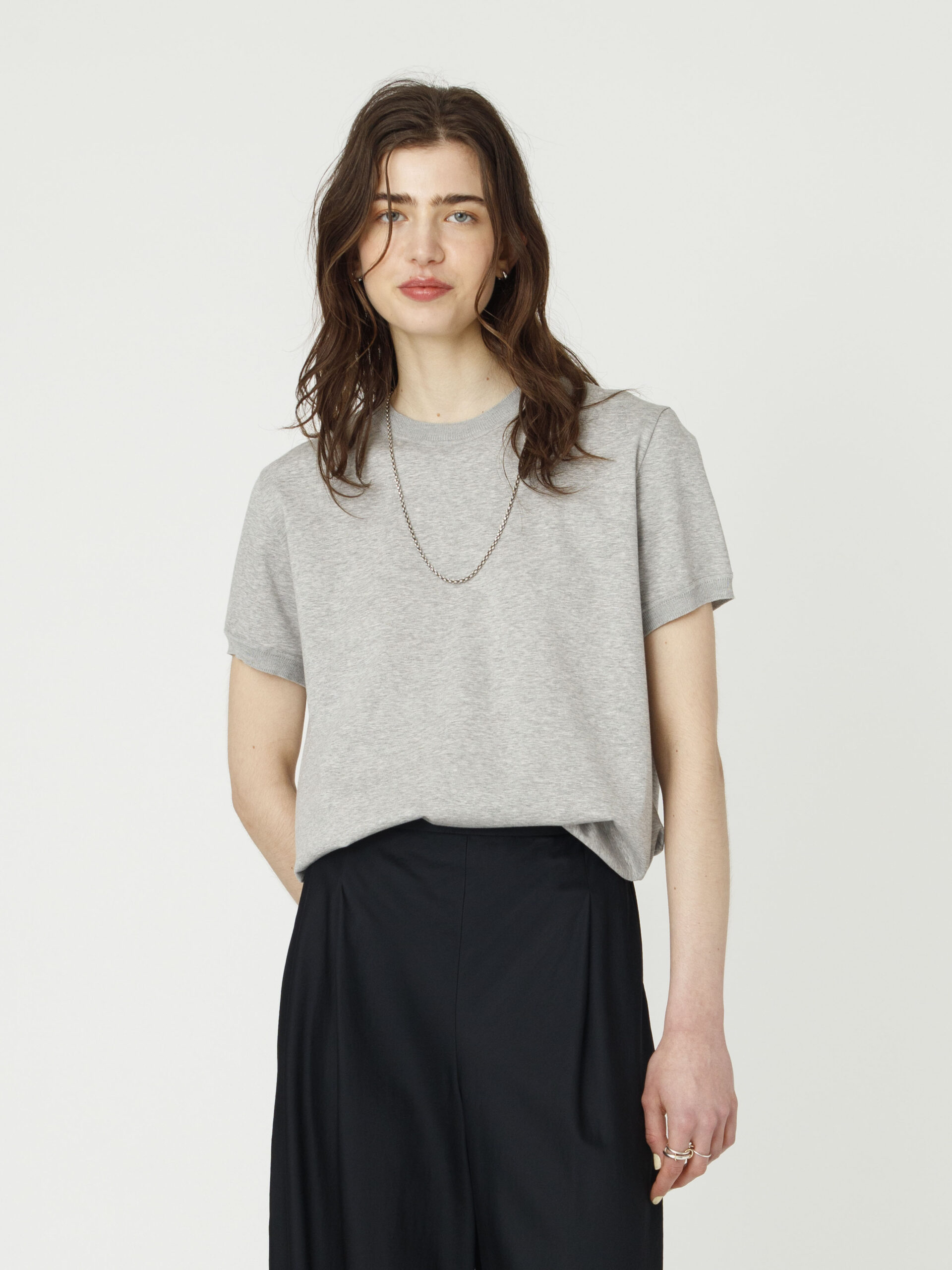 Cotton ponte knit collar T-shirt