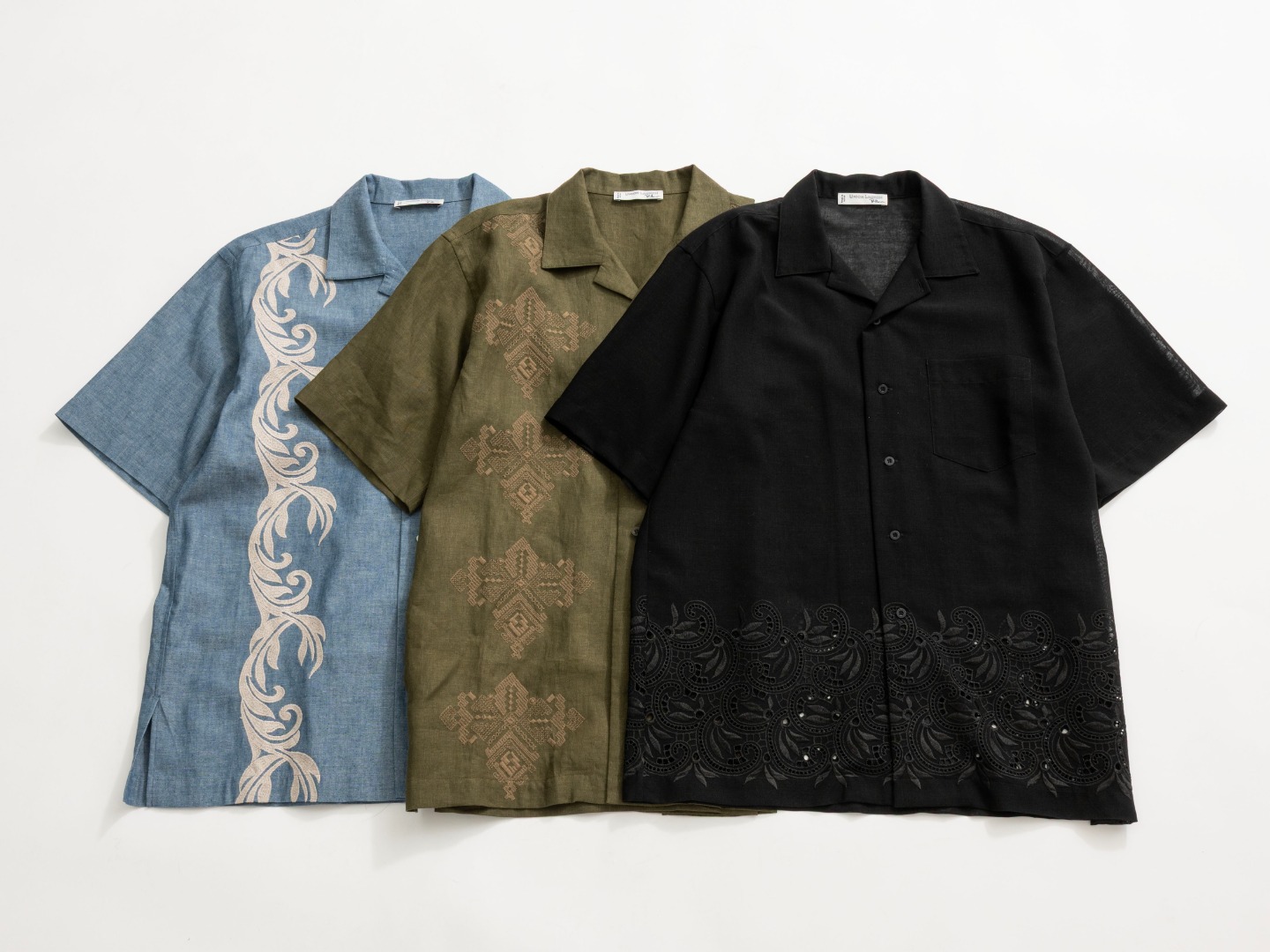 Wool Organdy Embroidery Short Sleeve Shirts_2