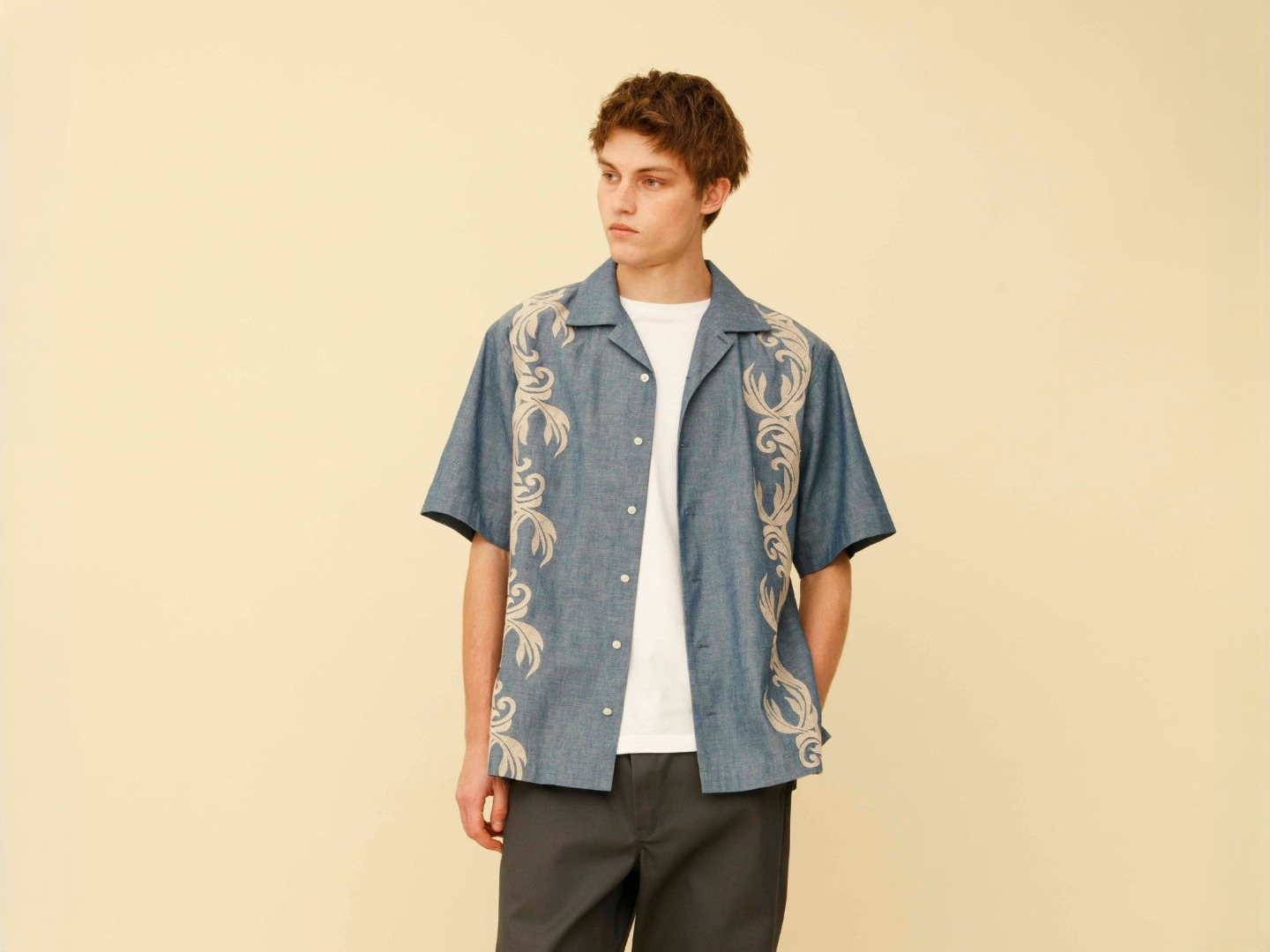 Organic Cotton Embroidery Short Sleeve Shirts_1