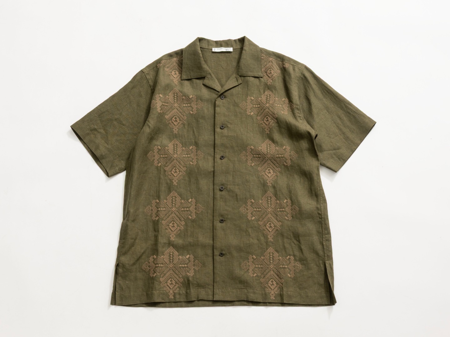 Linen Embroidery Short Sleeve Shirts_2