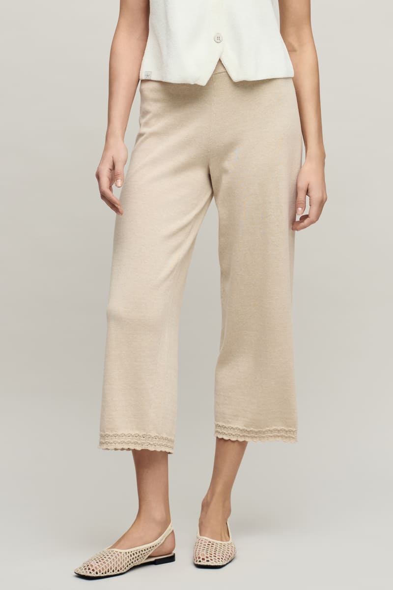 ヘザードコットン チューリップポインテール トリム クロップドパンツ_2