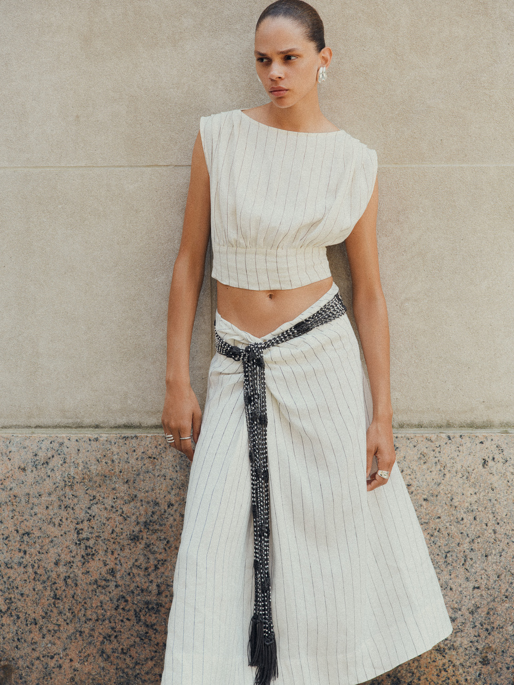 SHAAN STRIPE TOP/MEHAR STRIPE SKIRT