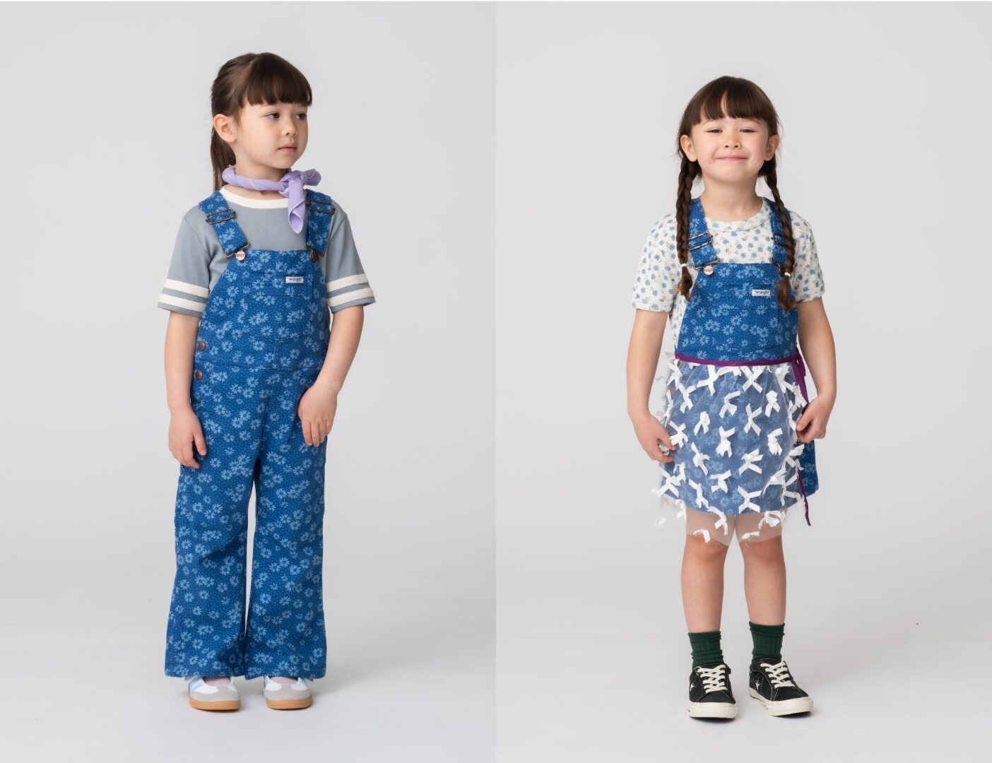 Flower Print Overall (Blue) Flower Print Jumper Skirt (Blue)