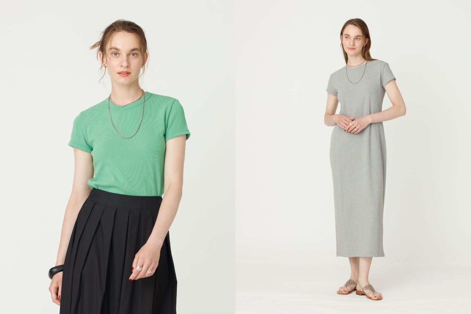 (左) Spun Rib Tee & (右) Spun Rib Dress