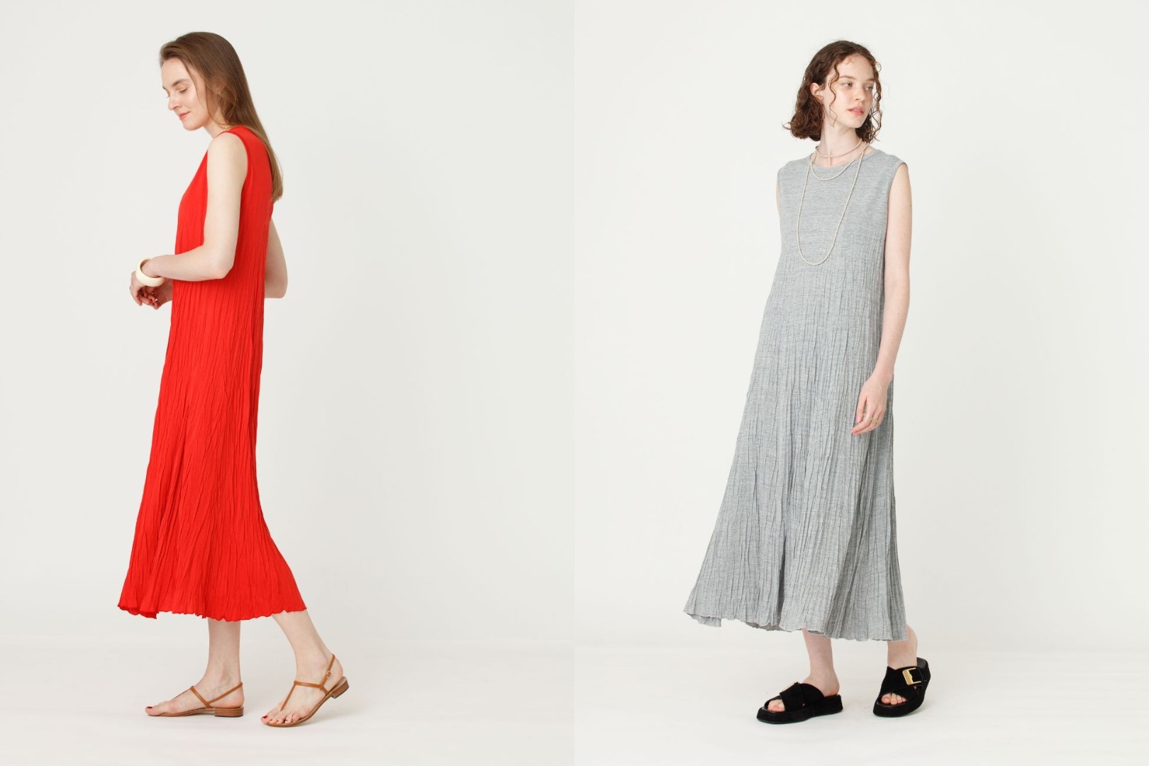 Wrinkle Dress / RED, GRAY