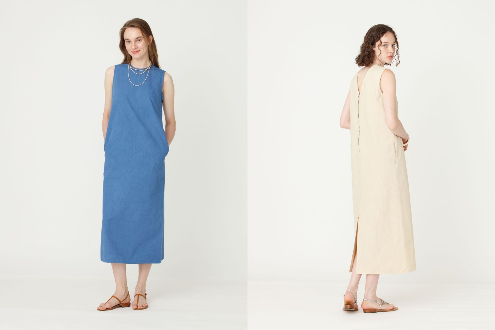 Garment Dye Dress / BEIGE, BLUE