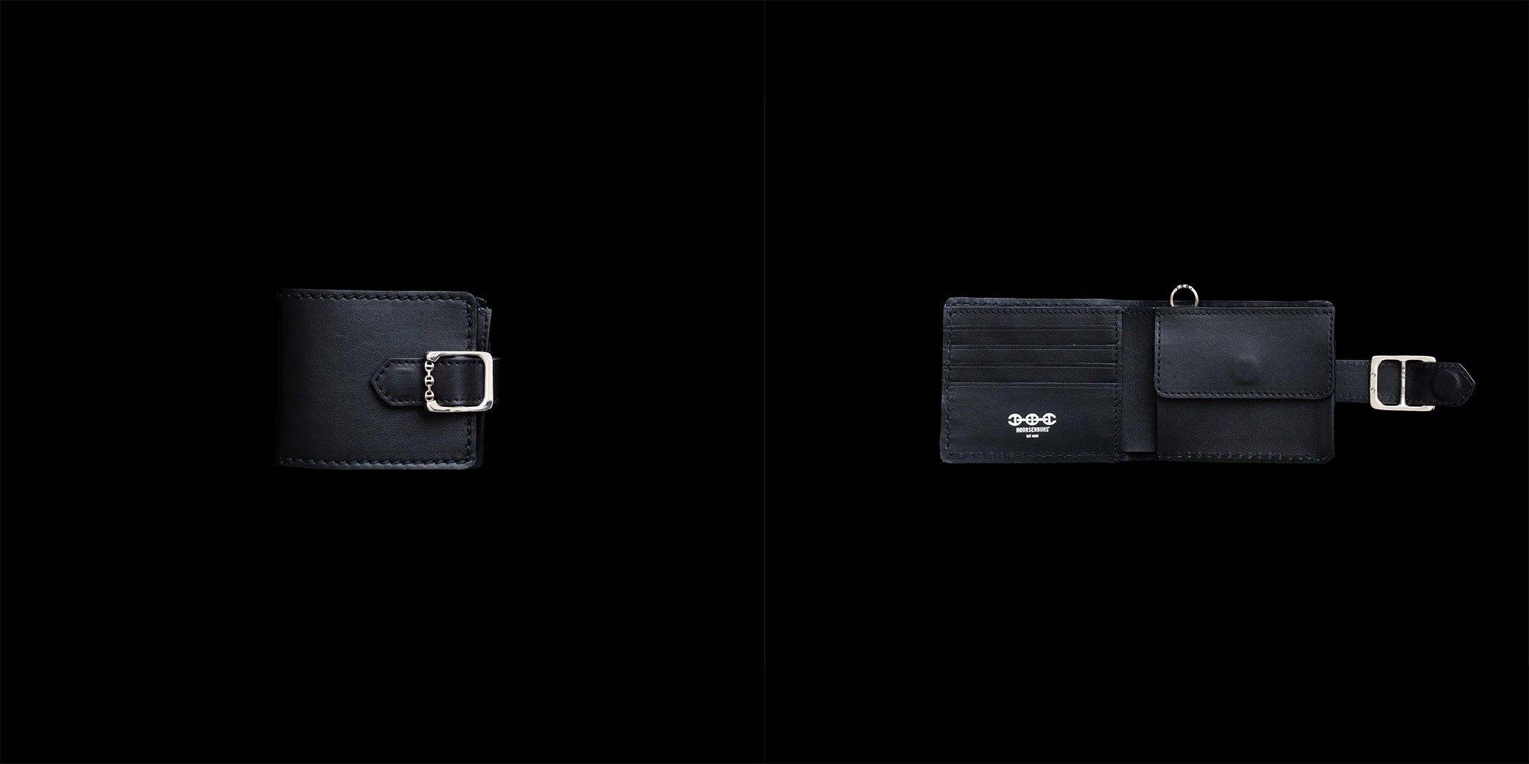 SMALL WALLET WITH COIN POUCH SMOOTH BLACK LEATHER