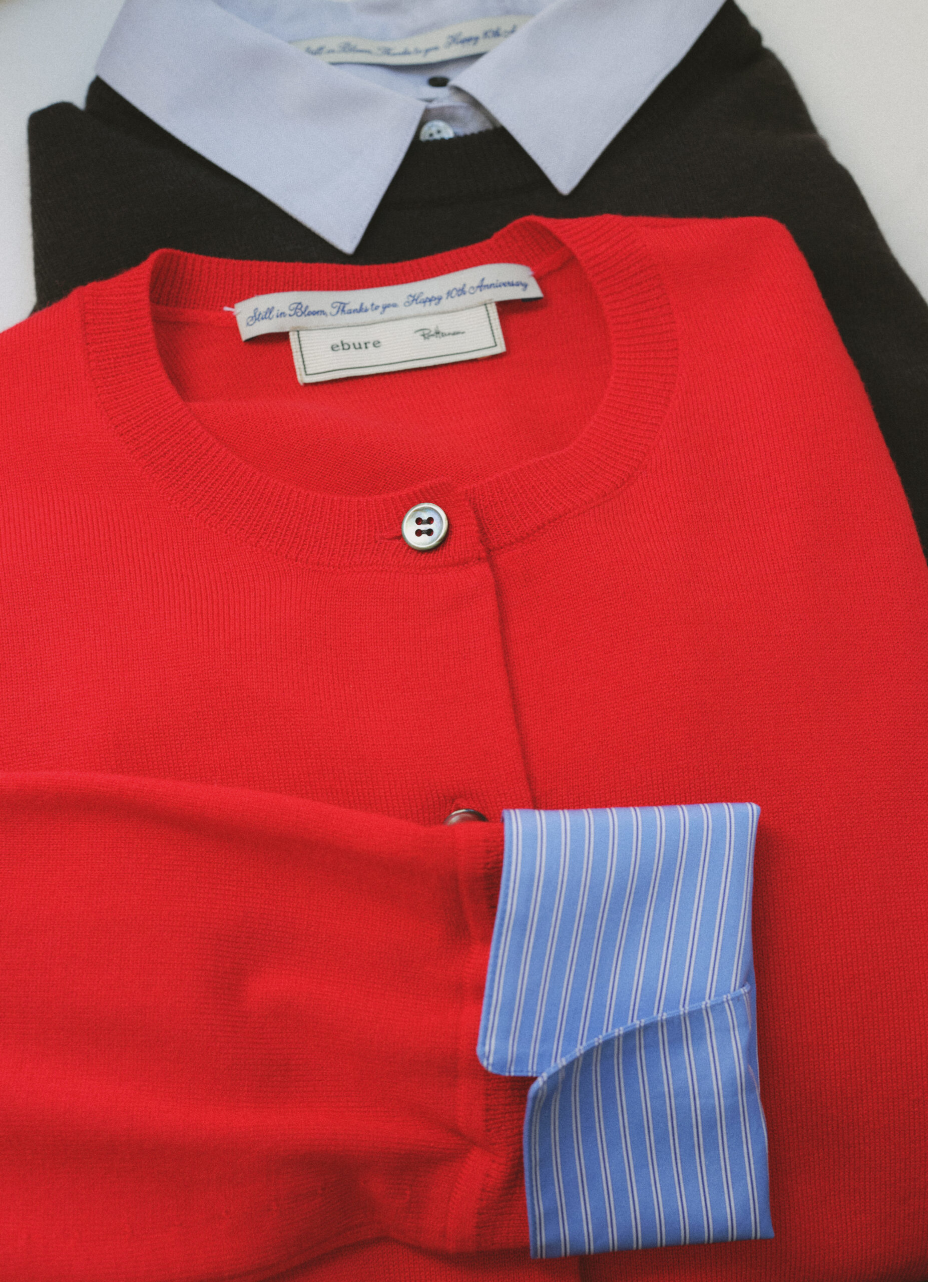 シャツファブリックコンビニット（カフス付きカーディガン）red / brown