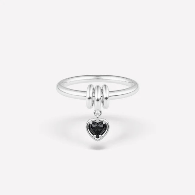 PIA Heart Silver Noir