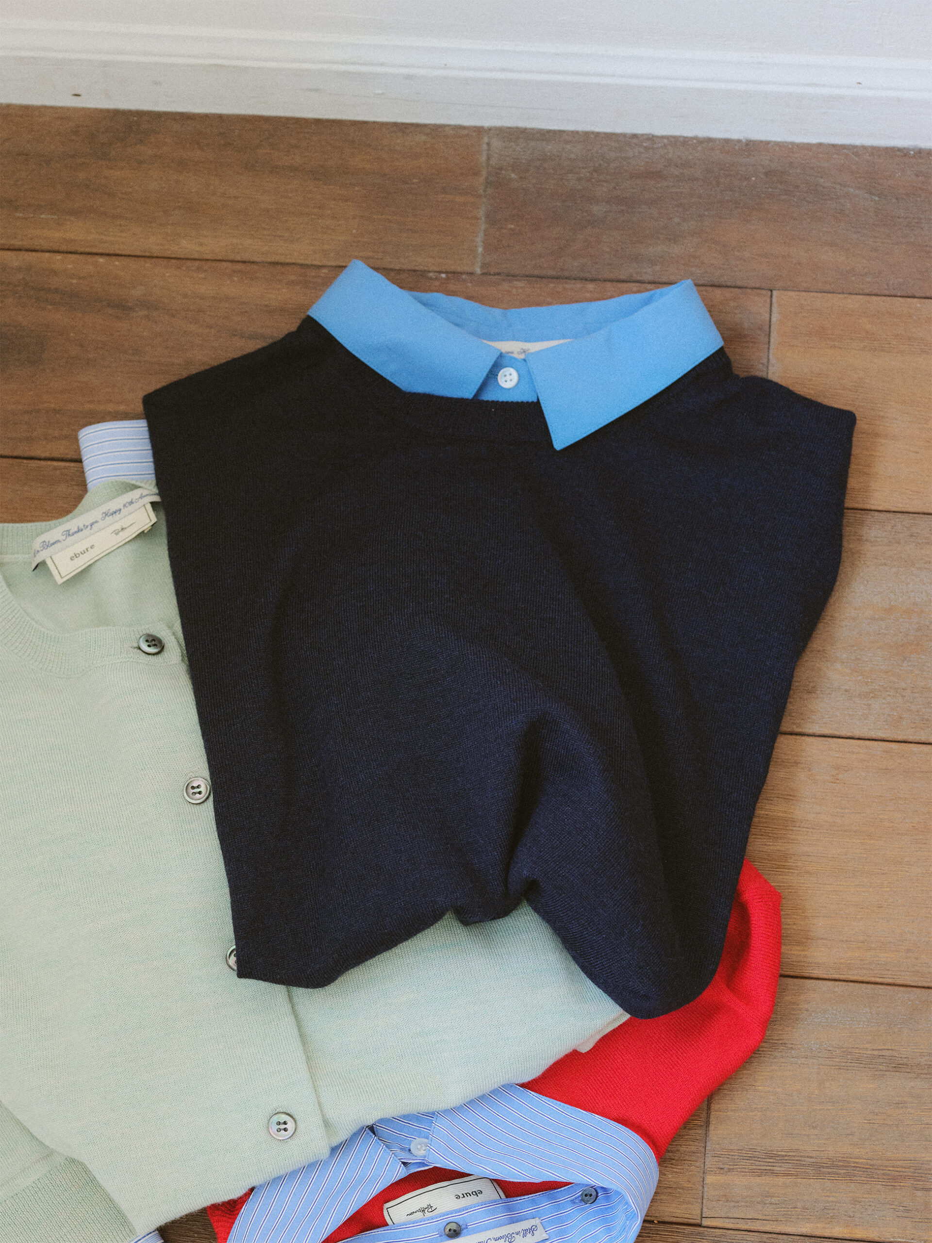 Shirt Fabric Combination Crew Neck Knit